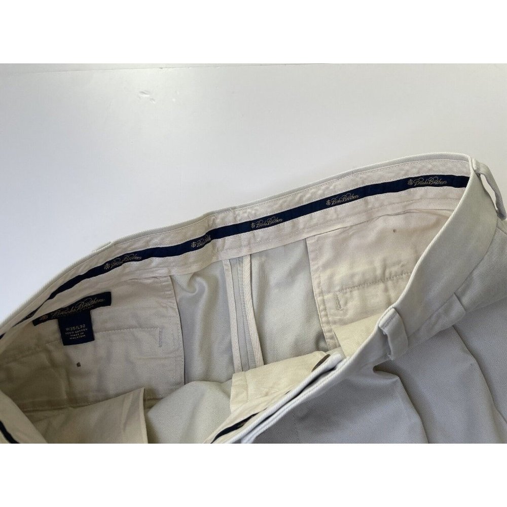 Brooks Brothers Men’s Advantage Chino Elliot Pants 35x32 Tan Cream - Picture 5 of 7
